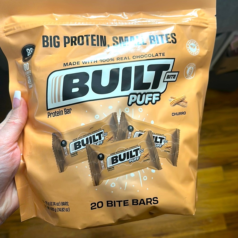 New bag of 20 Built Bar Bite Puffs in churro exp 3/22/24